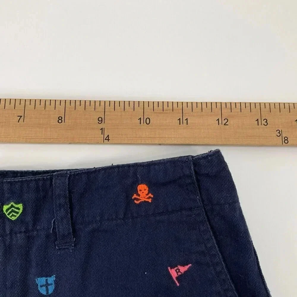 RALPH LAUREN Shorts Girls Size 8 Chino Halloween Neon Skulls Blue Label‎ Holiday